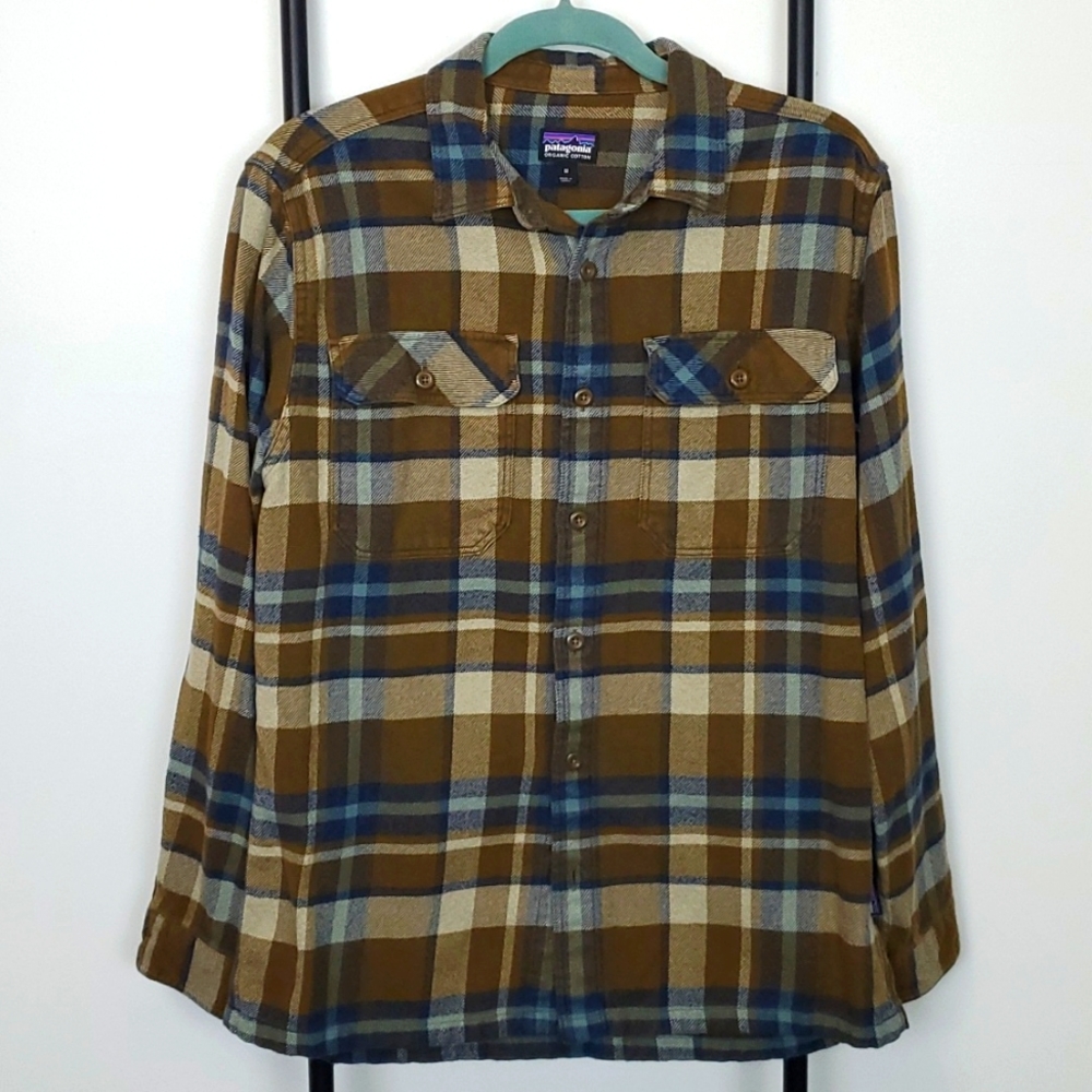 Patagonia Organic Cotton Check Long Sleeve Buttons Down Shirt Men Size M